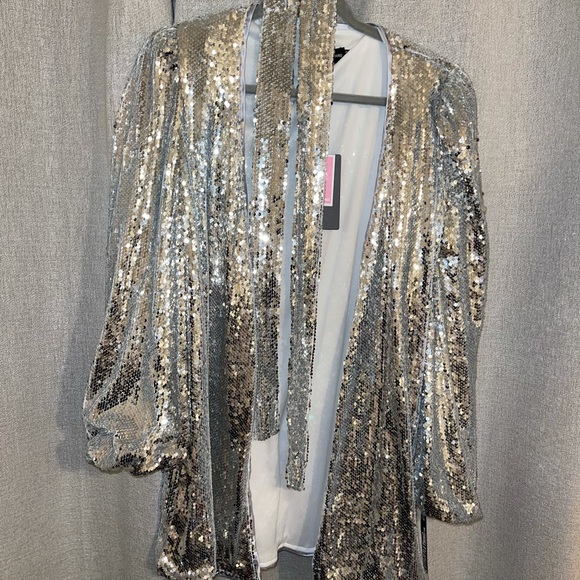 Sequin Long Sleeve Dress w/ Belt - Picture 7 of 14